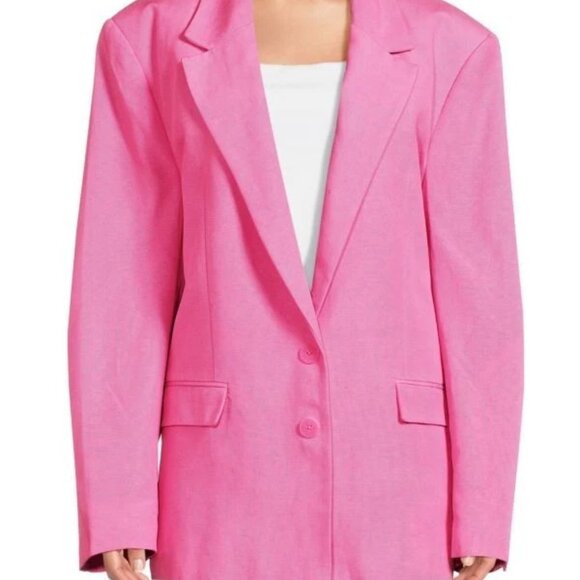 Farm Rio Size EXTRA LARGE Hot Pink Oversized Linen Blazer Jacket - Picture 1 of 5